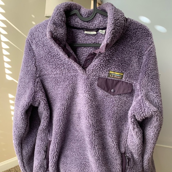 L.L. Bean Jackets & Blazers - L.L Bean purple fuzzy quarter button up